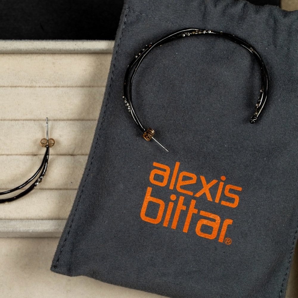 Alexis Bittar Half Hoop Crystal Encrusted Earrings